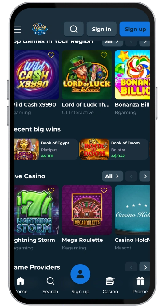 RollySpin Casino app